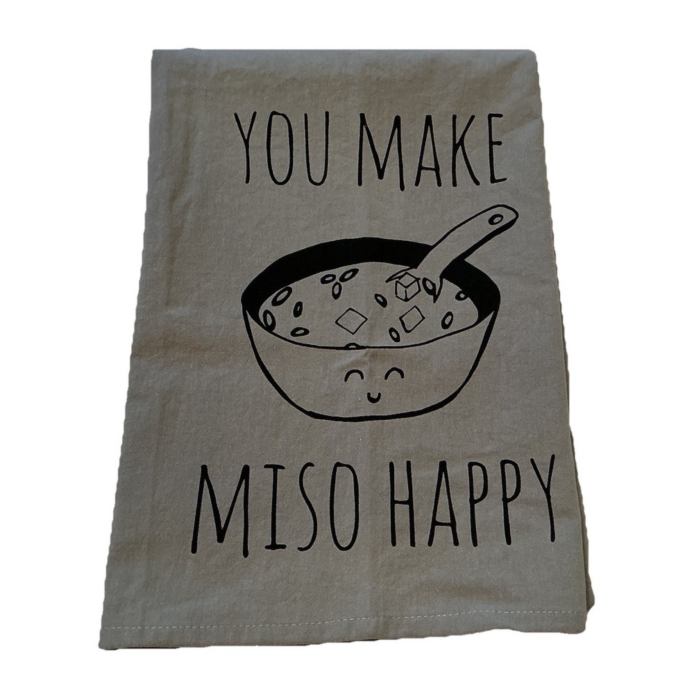 Moonlight Makers Handmade in USA NEW Novelty Kitchen Towel "You Make Miso Happy"